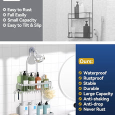 YASONIC Shower Caddy Hanging, Never Rust Shower Organizer Hanging, Aluminum Shower Racks for Inside Shower with Hooks for Razor, Bathroom Organizers and Storage with Soap Holder, Bright Silver