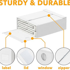 SpaceAid 6 Pack Bed Sheet Organizers and Storage, Foldable Sheet Organizer with Window for Linen Closet, Set Folder Keeper for Queen & King Size Bedding Storage (White)