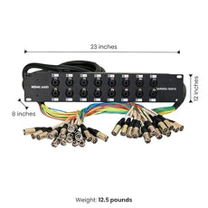 Seismic Audio SARMSS-16x515 Rack Mount 16 Channel XLR TRS Combo Splitter Snake Cable - 5' & 15' XLR trunks