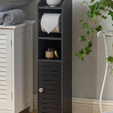 AOJEZOR Toilet Paper Holder Stand: Freestanding No Drill PVC Bathroom Storage for Apartment Renters -Protect Rental Deposit- Small Space Storage Solution