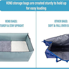 VENO 10 Pack Moving and Storage Bags, Heavy Duty, Alternative to Moving Boxes, Large Packing Totes Supplies for College Dorm Room with Zipper for Clothes, Wide Open Design (Light Blue Matte, 10 Pack)