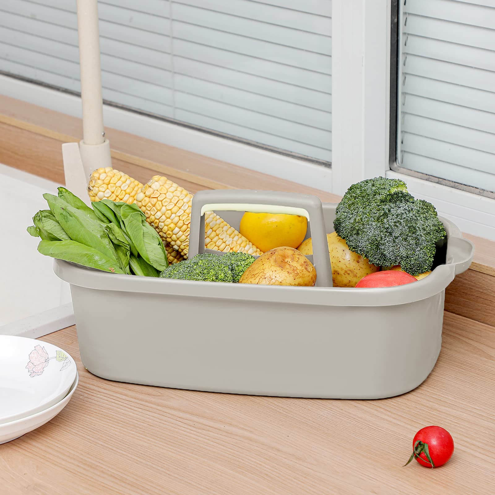 JiatuA Large Cleaning Supplies Caddy Portable Shower Basket Supply Organizer with Handle Plastic Bucket Tool Storage for Bathroom, Bedroom, Kitchen, College Dorm, Garden, Dark Gray Dormly