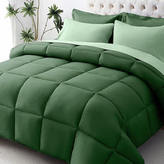 JOLLYVOGUE Queen Comforter Set, Ultra-Soft Bed in a Bag Queen Size 7 Pieces, Oeko-TEX Certified Bedding Set with Down Alternative Comforter, Sheets, Pillowcases & Shams, Dark Green & Light Green