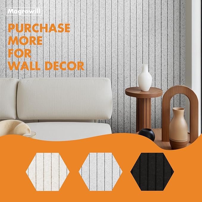 Cork Board Tiles for Wall with Push Pins, 36" x 24" Slat Bulletin Board Sets, Self-Adhesive Pin Board | Magrowill 6 Packs Felt Panels for Office Home Classroom Dorm Interior Wall Decor