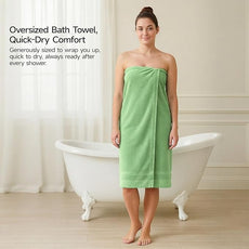 REDKISS 100% Cotton Bath Towels Set of 2, Extra Large Bath Sheets 35 X 70 Inches, 800 GSM, Quick Dry, Ultra Soft & Super Absorbent Bathroom Towel Sets for Bathroom, Gym, Spa, Pool & Hotel, Green