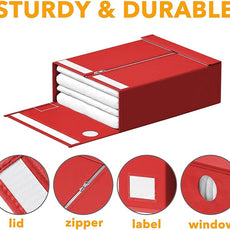 SpaceAid 6 Pack Bed Sheet Organizers and Storage, Foldable Sheet Organizer with Window for Linen Closet, Set Folder Keeper for Queen & King Size Bedding Storage (Red)