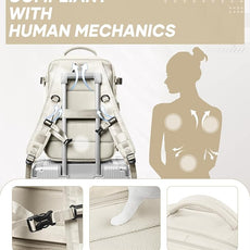 suwasp Vacuum Compression Backpack, 45L Expandable Travel Backpack with Electric Vacpack Pump, Travel Vacuum Bags with Shoe Compartment/17inch Laptop Compartment/USB Port, Beige