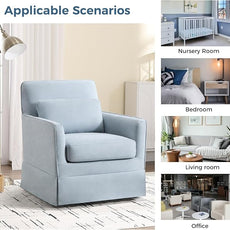 INZOY Swivel Accent Chair, Mid Century Modern Chair with Washable Detachable, Comfy Swivel Barrel Reading Chair, Upholstered Square Chair for Living Room Bedroom Small Spaces, Sky Blue