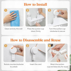 Lifewit Shower Caddy Suction Cup, 12.4inch Large Removable Shower Shelves for Inside Shower, NO-Drilling Bathroom Organizers and Storage Rack for Shampoo Strong Vacuum Suction, 2 Pack