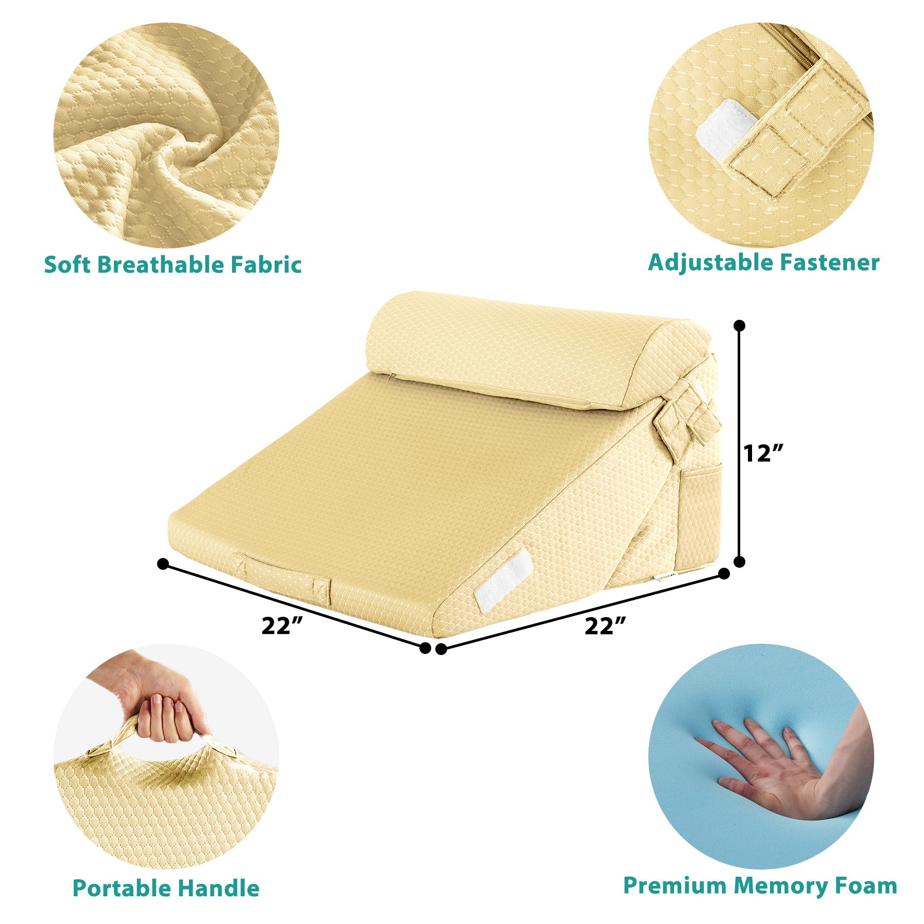 Bedluxe Wedge Pillow Headboard, 3PCS Orthopedic Bed Wedge Pillows Set for After Surgery, Adjustable Pillow Wedge for Acid Reflux&Back Pain Relief, Sleeping, Back Pillow for Bed Sitting Up, White/Grey Dormly