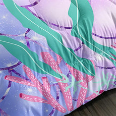CVHOUSE Mermaid Comforter Set,Rainbow Mermaid Bedding Set for Girls Kids Teens,Rainbow Mermaid Comforter Mermaid Duvet Set Room Decor Quilt Set Twin Size