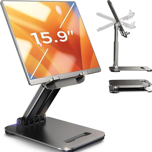 LISEN for iPad Stand Tablet Holder for Desk, Cool Office Gifts for Men Women Desk Accessories, Essentials Home Office Gadgets Portable Monitor Stand for iPad a16 Accessories Kindle Fire 4-15.9"