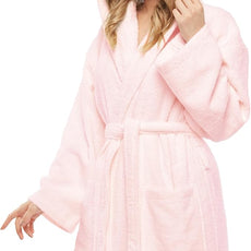 Arus Women's Hooded Classic Bathrobe Turkish Cotton Robe with Full Length Options