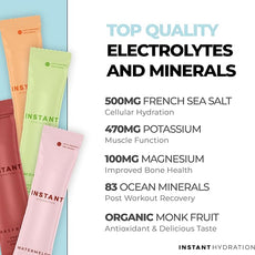 Instant Hydration Electrolytes Powder Packets - Variety Pack - Zero Sugar - Keto, Vegan, Gluten-Free, Non-GMO - Boost Recovery, Brain Function, Muscle & Tissue Health - 12 Sticks
