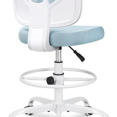 Primy Tall Drafting Desk Chair - Armless, Adjustable Height, Mesh Back, Rolling, Standing Desk Chair for Art Room, Office or Home (Light Blue)