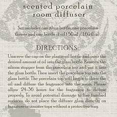 Zodax Grand Casablanca Reed Diffuser - Home Fragrance Oil Diffuser Ideal for Living Room, Bathroom, Office - Porcelain Flower Design - Gift Box Packaging Included - White Rose - 1.69 Oz.