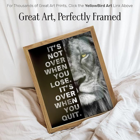 YELLOWBIRD ART & DESIGN Motivational Wall Art & Decor FRAMED - Positive Quotes - Motivational poster - Office Wall Art - Lion Wall Decor Inspiration Motivation Man cave Gym Wall Decor for Men
