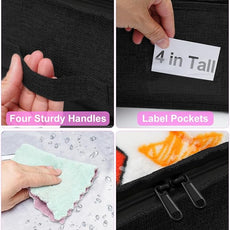 punemi Under Bed Storage Containers, Below 4 Inches Tall Low Profile Foldable Under Bed Storage,No Structure, Soft Fabric Blanket Storage and Clothing Storage with Zipper, 2 Pack, 20x40x3.7in, Black