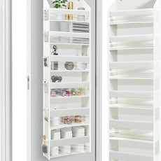 HOMELUX THEORY UPGRADED Over The Door Organizer Hanging - 100D EXTRA THICK & 50lbs HUGE CAPACITY 6 Large Front & 12 Side Pockets, Over The Door Shoe Organizer, Hanging Closet Organizer (Ivory, 1pc)