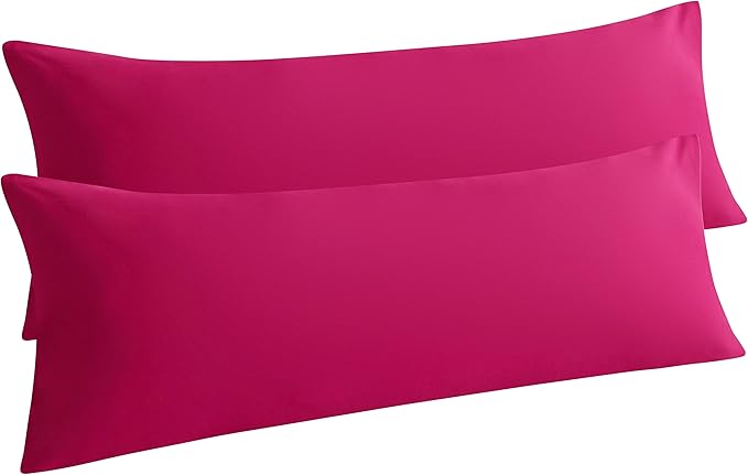 NTBAY Body Pillowcase Set of 2, 20x54 inches, Soft, Wrinkle, Fade Resistant, Magenta, Microfiber, Envelope Closure, 2 Pcs, Machine Washable