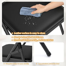 12 Pack Black Folding Chairs with Padded Cushion for Outside, Portable Stackable Commercial Metal Foldable Chairs with Steel Frame for Home Events Office Wedding Party, 350lbs Capacity