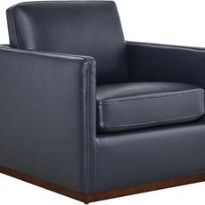 CHITA Genuine Leather Swivel Accent Chair, FSC Certified Mid Century Modern Arm Chair for Living Room and Bedroom, Fully Assembled, Navy