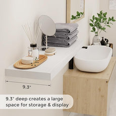 Fun Memories Floating Shelves for Wall, 36 x 9.3 Large Floating Shelf Wall Mounted Set of 2, Rustic Wood Shelves for Bathroom, Kitchen, Living, Heavy-Duty Storage Deep Shelf for Books, Decor, White