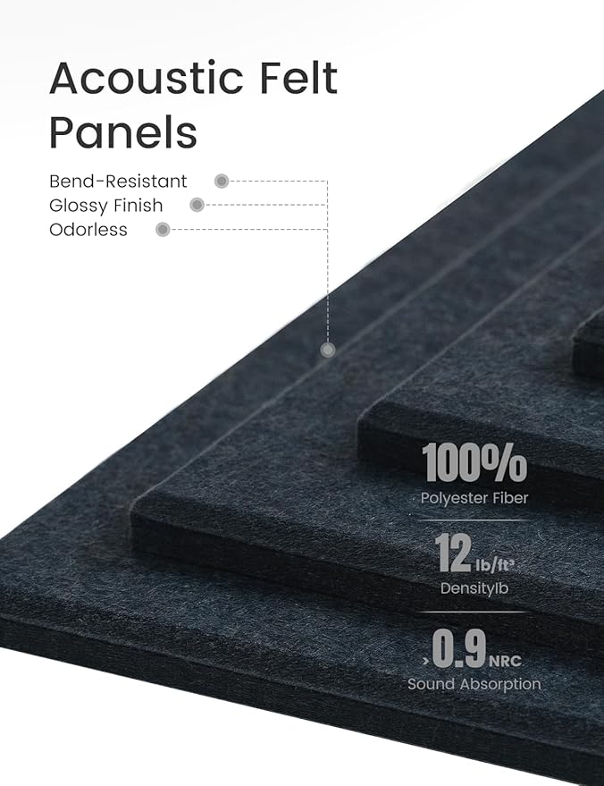 Large Felt Bulletin Board 48" x 36" Cork Board Alternative-12 Pack with 70 Safe Removable Adhesive Tabs, Cork Boards for Walls for Home Office Classroom Pin Board - Deep Charcoal Blue