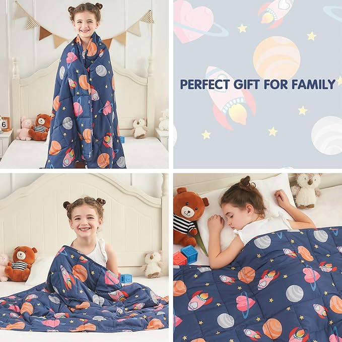 yescool Weighted Blanket 5 Pounds Cooling Weighted Lap Blanket, Space Plane Heavy Blankets for Sleeping, Breathable Weighted Throw Blanket for 40-60lbs, 36"x48"