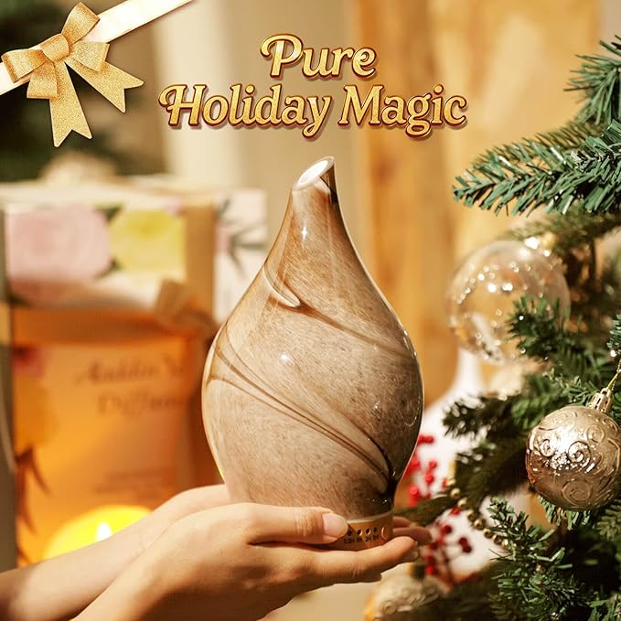 Porseme 150ml Essential Oil Diffuser Glass Color Changing Aroma Air Diffusers Aromatherapy Ultrasonic Cool Mist Humidifier 6 Running Hours Waterless Auto-Off for Sleeping, Yoga, Office, Spa (Desert)