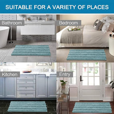 H.VERSAILTEX Bathroom Rugs Bath Rugs for Bathroom Non Slip Bath Mats Extra Thick Chenille Striped Rug 17
