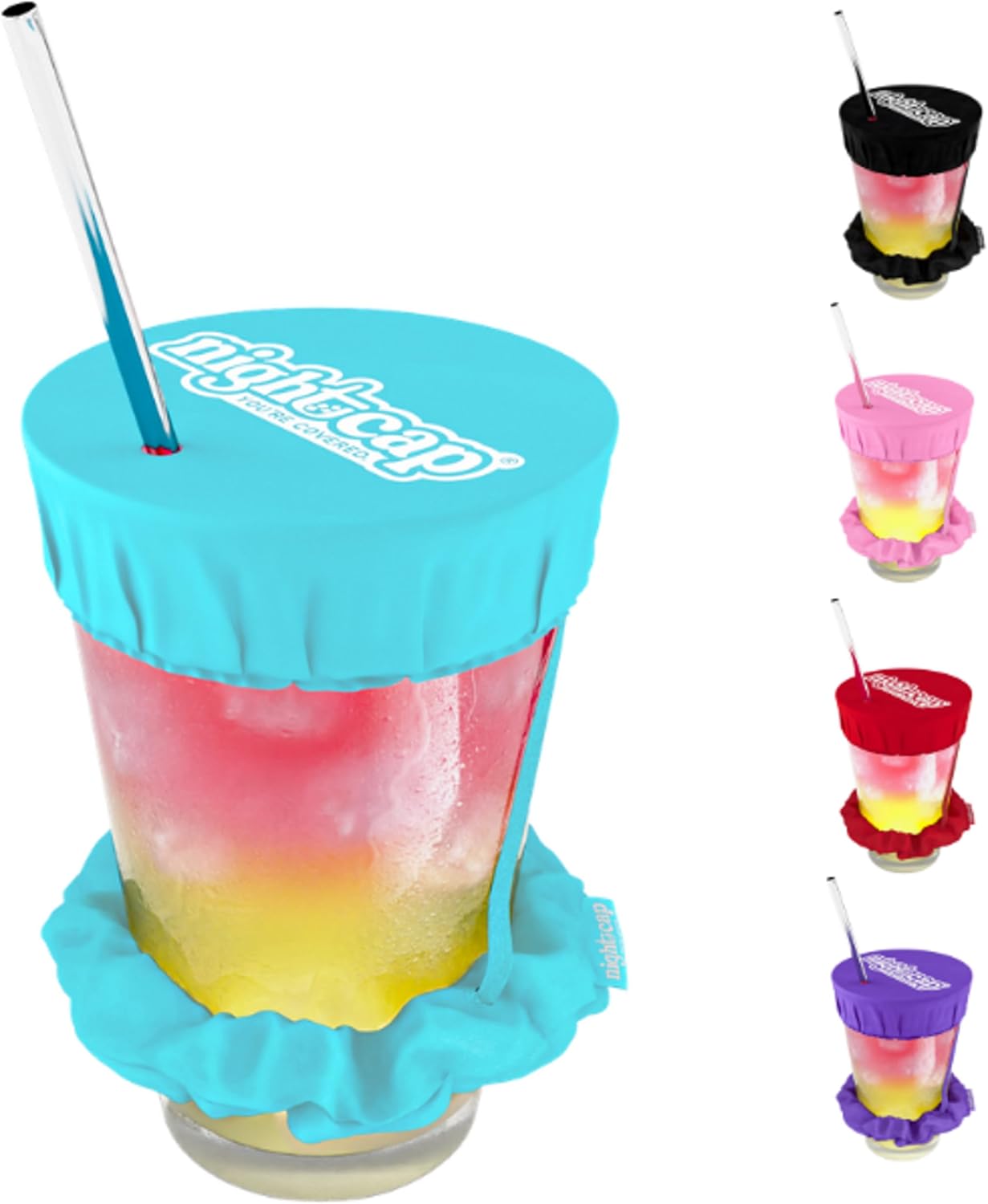 NightCap Drink Cover Scrunchie, Anti Spiking Drink Protector, Reusable Cup Cover for Bars, Festivals, Concerts, College Parties & Travel, Hidden Drink Safety Cover for Women, Shark Tank, Hair Tie