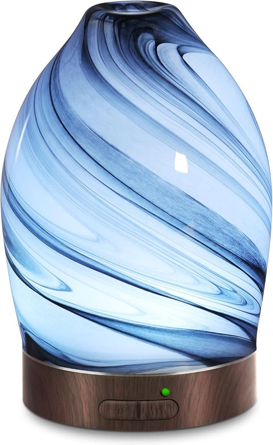 Essential Oil Diffuser Aromatherapy Diffuser -150ml Art Glass Aroma Diffuser for Home Ultrasonic Cool Mist Diffuser with Auto Shut-Off Protection,7 Colors Light for Home Office SPA Yoga Decor & Gift