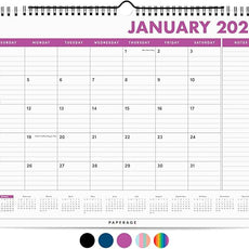 PAPERAGE 2026 Calendar, 12 Months (January 2026 - December 2026), Medium (11.5 in x 14.75 in), Minimalist Wall and Desk Calendar with Monthly Views, Yearly Plans & Notes Section – Raspberry