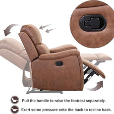 CANMOV Leather Recliner Chair Set of 2, Classic and Traditional Manual Recliner Chair with Overstuffed Arms and Back, Manual Single Sofa with Concealed Cup Holders,Brown