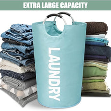 DOKEHOM 125L X-Large Collapsible Washing Laundry Basket Bag (7 Colors) for Bedroom, Fabric (Light Blue, XL)