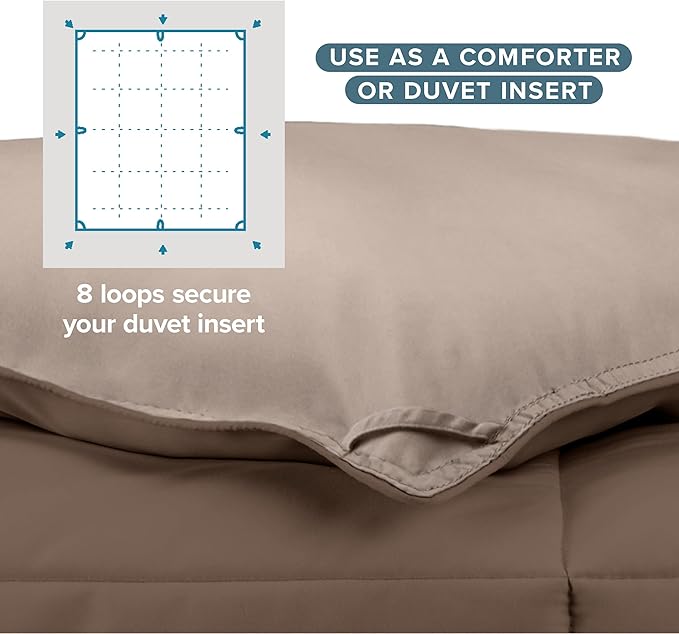 Bare Home King/California King Comforter - Reversible Colors - Goose Down Alternative - Ultra-Soft - Premium 1800 Series - All Season Warmth - Bedding Comforter (King/Cal King, Cocoa/Taupe)