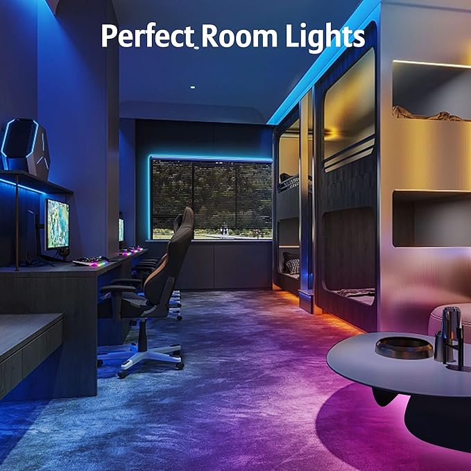 KEELIXIN LED Lights Music Sync RGB LED Strip Lights with APP & Remote Control (130ft)