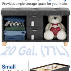 BRIAN & DANY 30 Inches Folding Storage Ottoman Bench, Ottoman with Storage Bench for Bedroom, Living Room, Entryway, Foot Rest with Legs, Dark Gery