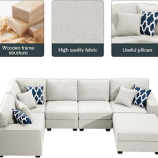 Legend Vansen Modular Sectional Sofa U Shaped Couch with Ottoman Modern Reversible Corner Sectional Couch for Living Room (Cream, U Shaped Sofa-1)