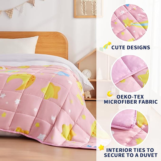 anfie Weighted Blanket Kids(36"x48" 3lbs) Weighted Blanket Cooling Blanket for Sleeping,Throw Size Breathable Blanket with Premium Glass Bead(Pink Moon)