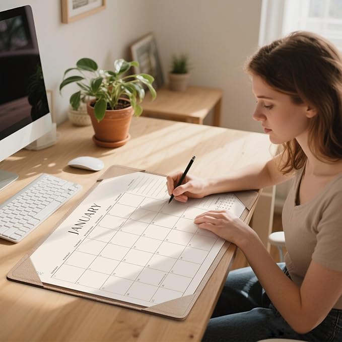 Jotsome Desk Calendar 2026 with Desktop Mat, Large Desk Pad Calendar From Now to December 2026 22x17 inch, Desk Blotter Calendar for Home Office and School, Easy Planning, Gift for the Holidays or Christmas, Apricot
