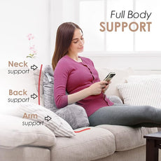 Nestl Reading Pillow with Shredded Memory Foam, Designed for Sitting Up in Bed and Couch, Back and Arms Adjustable Support for Adult & Teens Backrest Pillows for Reading, Washable Cover, Grey Lavender