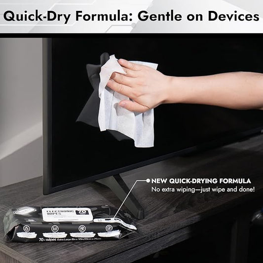 Air Jungles Electronic Wipes Screen Cleaner 70 Count, No Cloth Needed, Extra Large 8"x10" Tech Cleaning Wipes for LED Screen, TVs, Cars, Computer,Tablets, Phones, Laptops, VR, Monitors