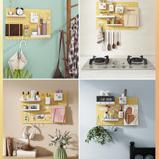 Metal Pegboard Kit — Carbon Steel Pegboards with 26 Accessories, Pegboard Wall Organizer for Home, Office, Study Room, Kitchen, Craft Room & Gaming Setup — 24″ × 16″ Yellow Peg Board