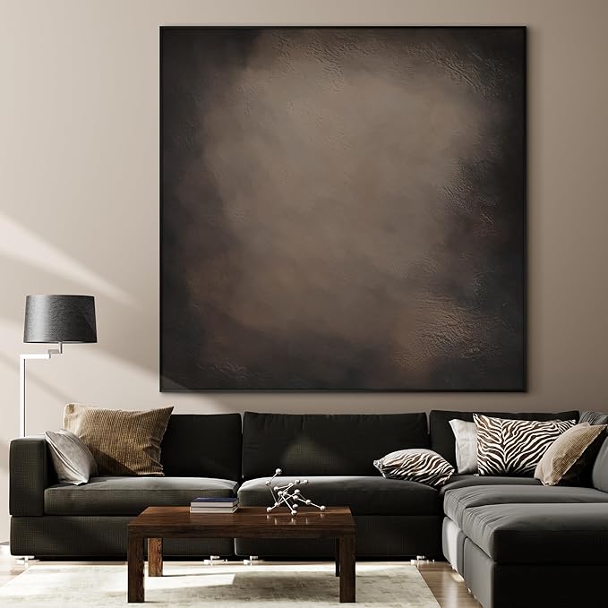 60"x60" XL Framed Wall Art - Dark Rustic Grunge Abstract Industrial (Frame Assembly Required)