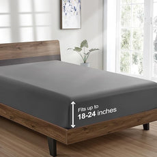 FreshCulture Twin XL Fitted Sheet Only - Hotel Quality Ultra Soft & Breathable Brushed Microfiber Fitted Sheet with 21 Inch Deep Pockets - Fits Twin XL Size Bed (Dark Grey)