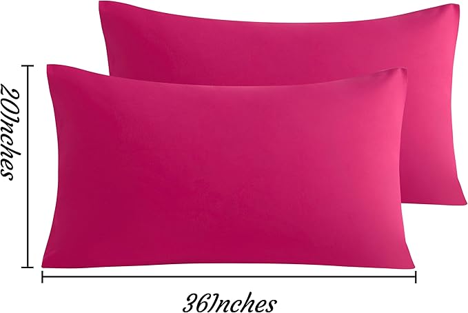 NTBAY King Pillow Cases Set of 2, 2 Pack Brushed Microfiber 20x36 Pillow Cases, Soft, Wrinkle, Fade, Stain Resistant Magenta Pillow Cases with Envelope Closure, 20x36 Inches, Magenta