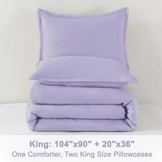 Litanika Comforter Set, Lightweight Solid Bedding Comforter Set, Fluffy Down Alternative Bed Set, Lavender, King
