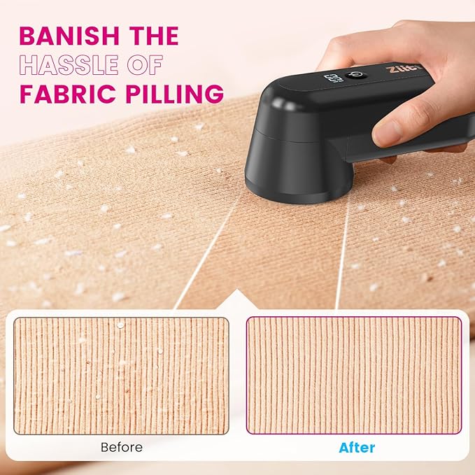 Fabric Shaver and Lint Remover for Clothes, Rechargeable Lint Shaver with LED Display & 6-Blade, Sweater Shavers to Remove Pilling, Fuzz Remover Fabric Shaver for Clothes and Furniture